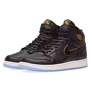 Jordan Black and Gold Women's Sneakers